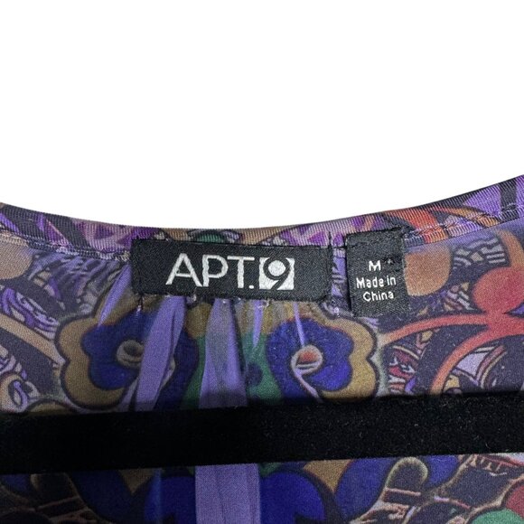 VTG Y2K Apt.‎ 9 Purple Paisley Kaleidescope BabyDoll Dress Metal Bull Ring Sz M - Picture 3 of 11